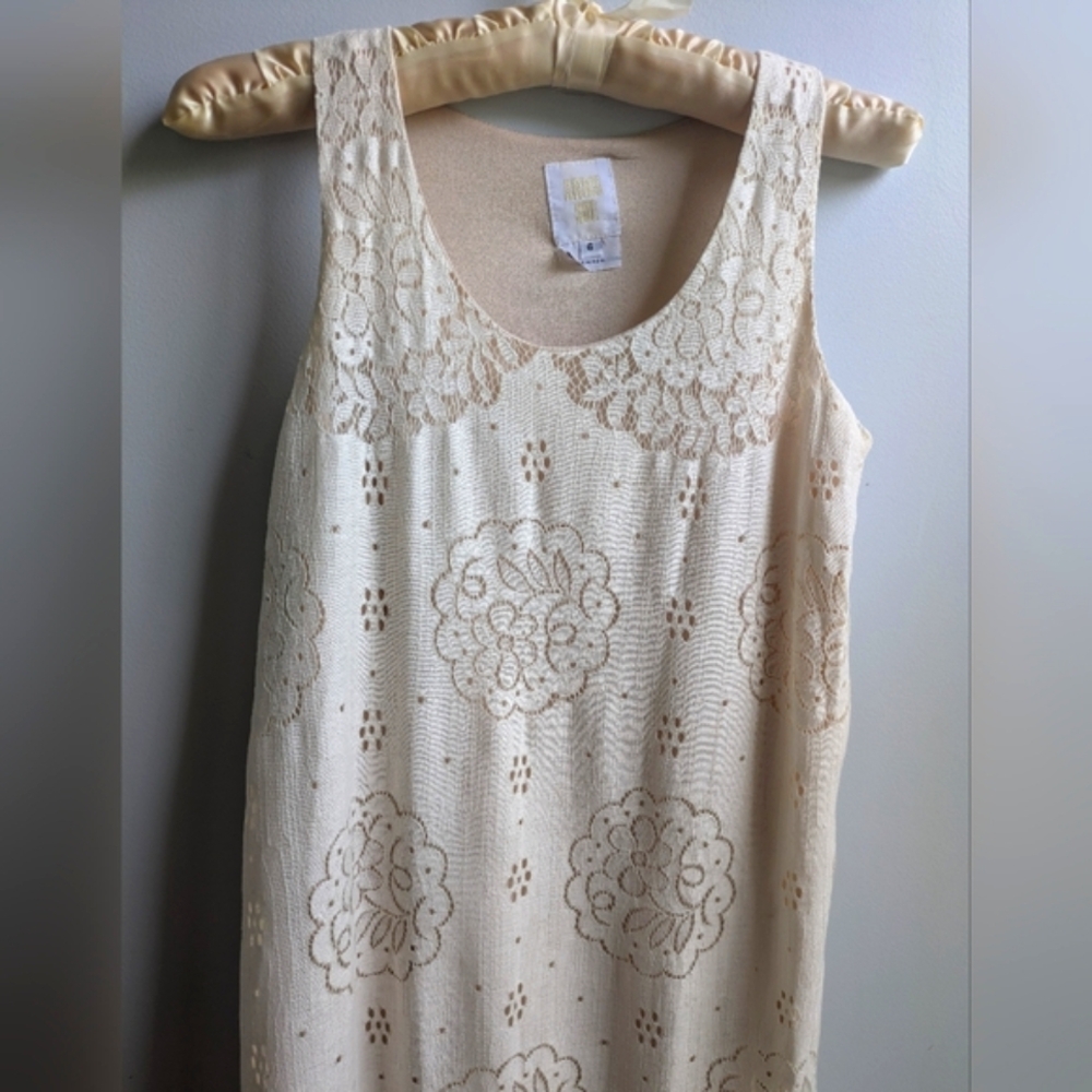 Anna Sui Boho Cream Lace Sleeveless Maxi Dress Size 6 - Picture 3 of 14